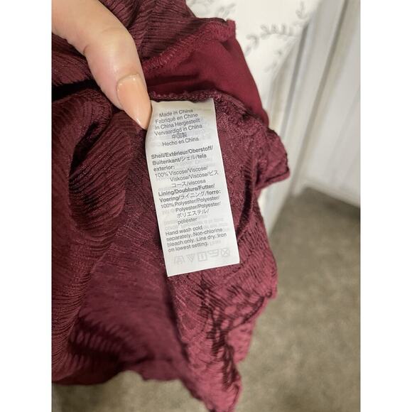 Madewell Burgundy Polka Dot Button Front Swing Dress Flows Size 10 Deep V - Picture 5 of 7